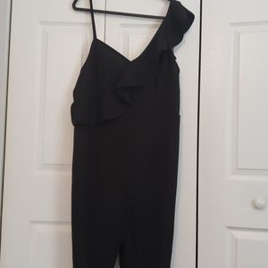 Black onesided ruffle jumpsuit 2x